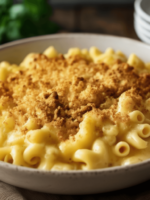 Macarrão com queijo cremoso.