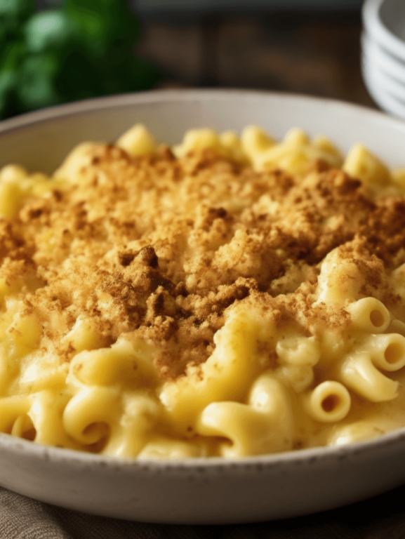 Macarrão com queijo cremoso.